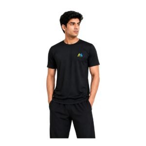 Anushka Sports black dry fit T-shirt for men